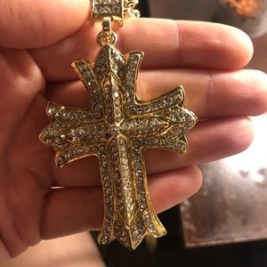 Costume jewelry diamond cross necklace